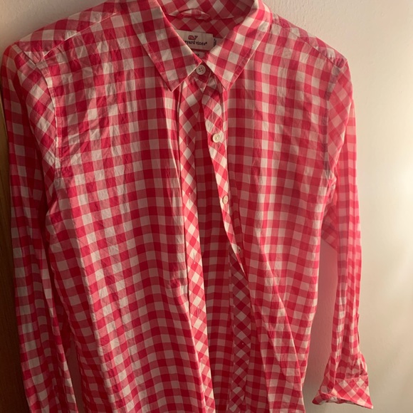 Vineyard Vines pink & white gingham long sleeve - Picture 3 of 6